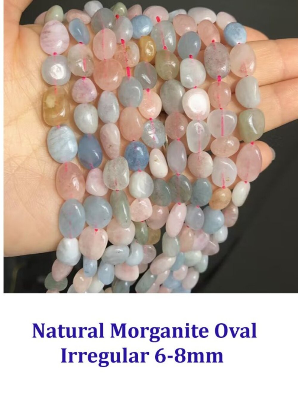Lustrous Morganite Stone Natural Oval Irregular 6-8mm